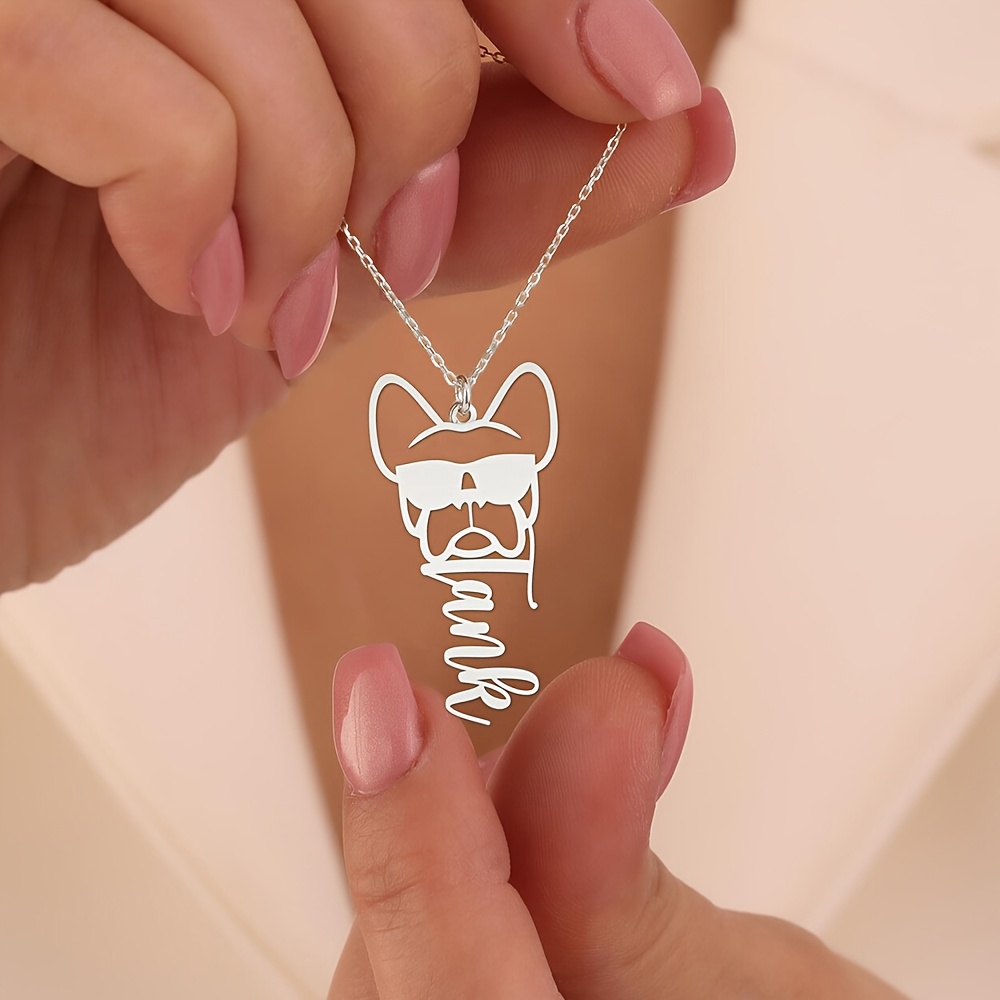 Custom French Bulldog Name Pendant Necklace